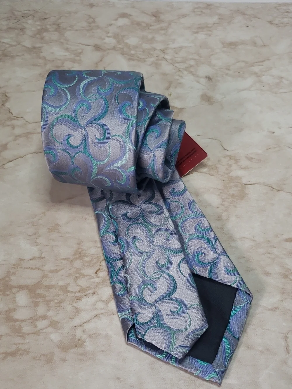 Alfani Men's Lavender Patterned Silk Tie - Blue & Green Accents New
